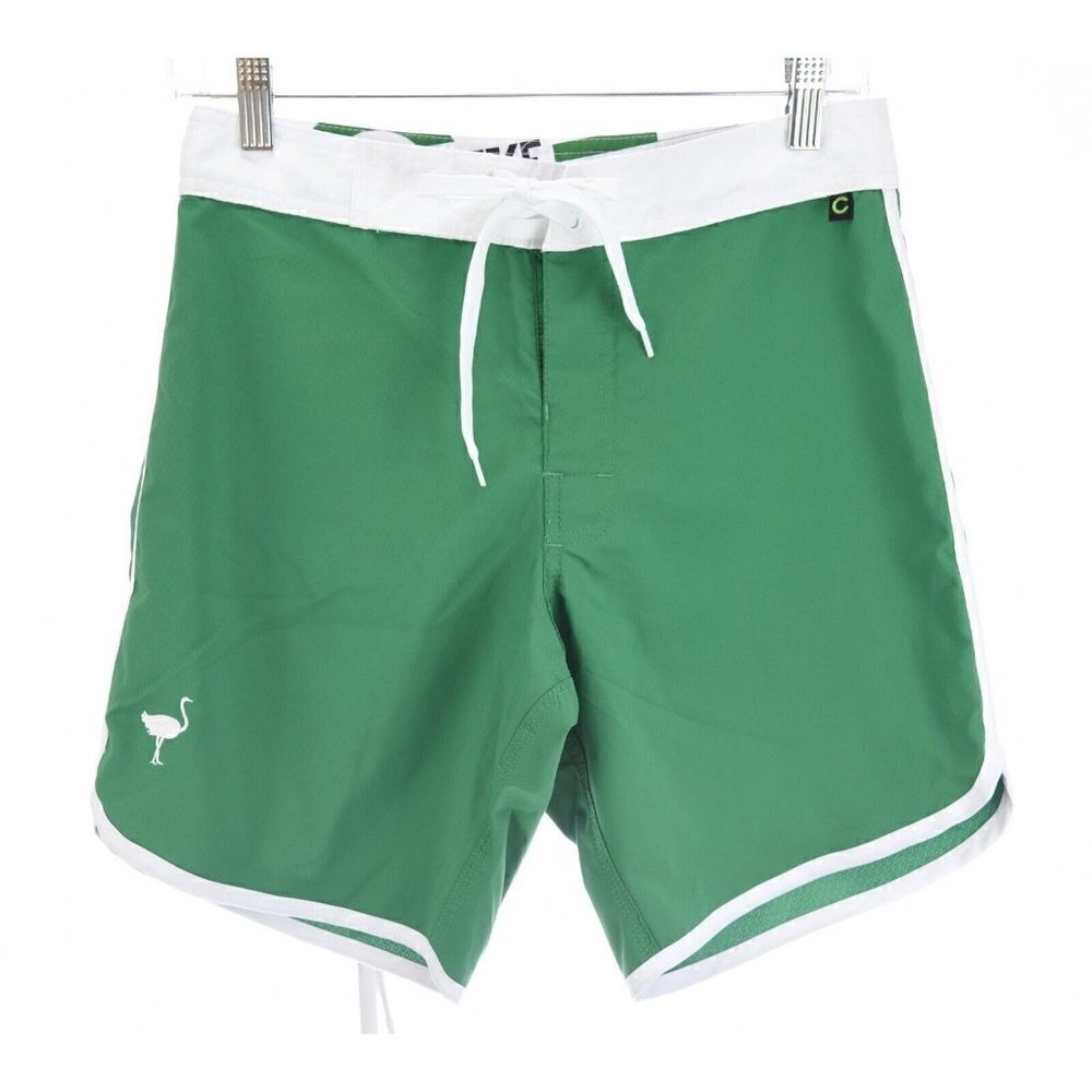 The Chive Green White "Keep Calm and Chive On" Swim Trunk Board Shorts Men Sz 28